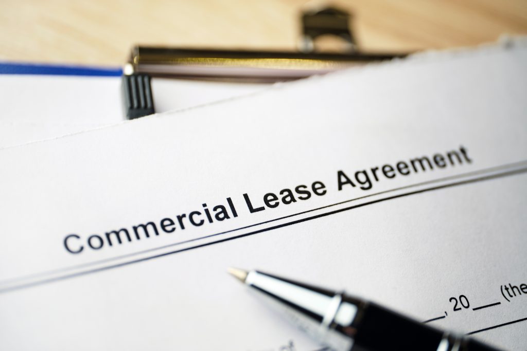 close up of a commercial lease agreement document