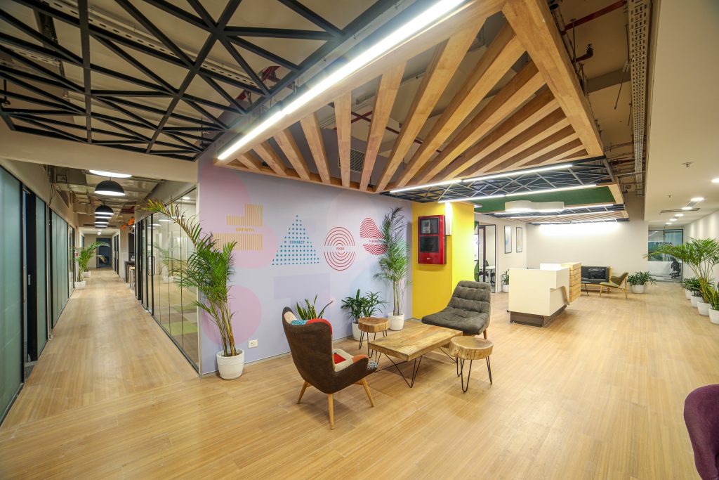 coworking office space with bright colours